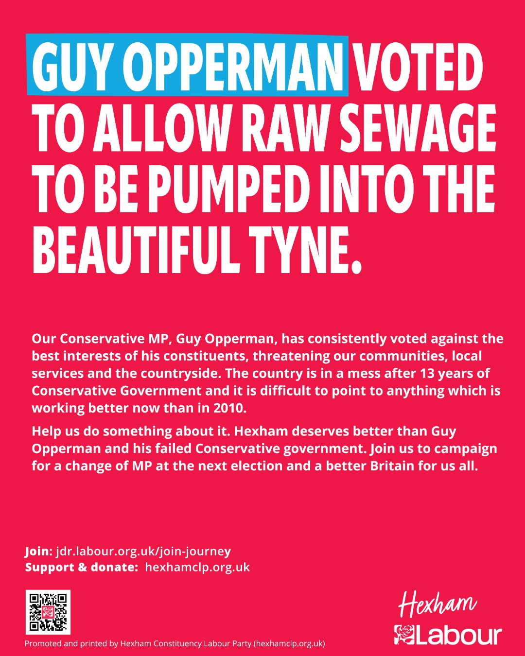 Guy Opperman Voted To Allow Sewage In The Tyne Hexham Constituency Labour Party 7725