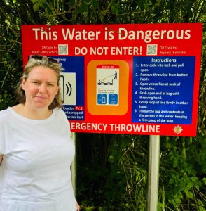 Angie campaigning for water safety